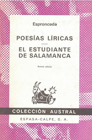 Seller image for Poesas lricas. El estudiante de Salamanca. for sale by La Librera, Iberoamerikan. Buchhandlung