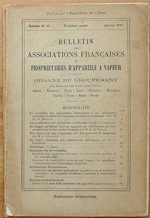 Image du vendeur pour Bulletin des associations franaises de propritaires d'appareils  vapeur - Numro 47 , janvier 1932 mis en vente par Aberbroc