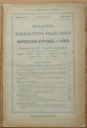 Image du vendeur pour Bulletin des associations franaises de propritaires d'appareils  vapeur - Numro 49 , juillet 1932 mis en vente par Aberbroc