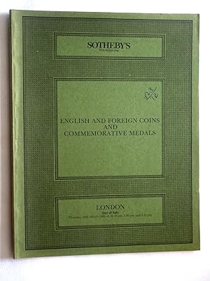 Image du vendeur pour English and Foreign Coins and Commemorative Medals, Bonds and Banknotes, Thursday 20 March 1986, Sotheby's London Auction Catalogue No FAIRFAX mis en vente par Tony Hutchinson