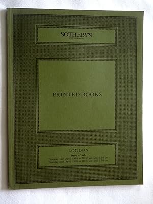 Image du vendeur pour Printed Books including books from the Library of Trinity College Glasgow, Geological Society of London, Property of Dr. DNH Owen and a Collection on Orthopaedic Surgery, Tuesday 15 April 1986 and Tuesday 29 April 1986, Sotheby's London Auction Catalogue No BAILLEY mis en vente par Tony Hutchinson