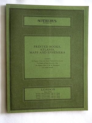 Image du vendeur pour Printed Books, Atlases, Maps and Ephemera comprising the Property of the Late Baron Verheyden de Lancey, Spike Milligan, Dr. EMM Besterman and Other Owners, 10th 11th 17th 18th November 1986, Sotheby's London Auction Catalogue No JAMAICA mis en vente par Tony Hutchinson