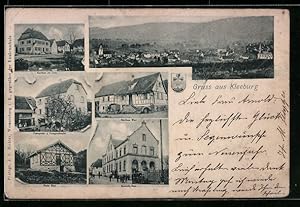 Carte postale Kleeburg, Gasthaus zur Linde, Postagentur et Fernsprechhalle, Gasthaus Wüst