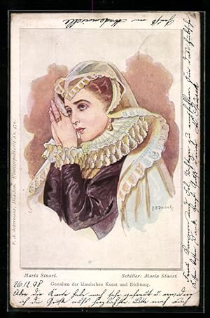 Bild des Verkufers fr Knstler-Ansichtskarte Franz Doubek: Schiller: Maria Stuart, Jugendstil zum Verkauf von Bartko-Reher