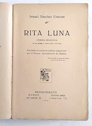 Imagen del vendedor de RITA LUNA a la venta por LIBRERIA CLIO