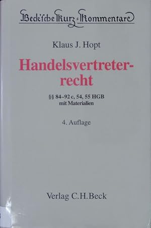 Seller image for Handelsvertreterrecht.  84-92c, 54, 55 HGB mit Materialien. for sale by Antiquariat Bookfarm