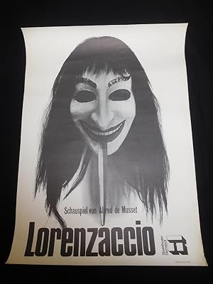 Original-Plakat Staatstheater Darmstadt um 1985. LORENZACCIO Schauspiel von Alfred de Musset