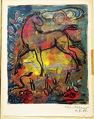 Bild des Verkufers fr Aquarell mit Darstellung eines Pferdes. zum Verkauf von Versandantiquariat Christine Laist