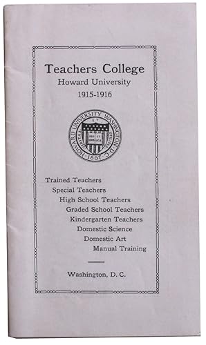 Teachers College. Howard University. 1915-1916 [Cover title]