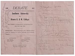 [Handbill for a Debate Between Two Southern HBCUs]