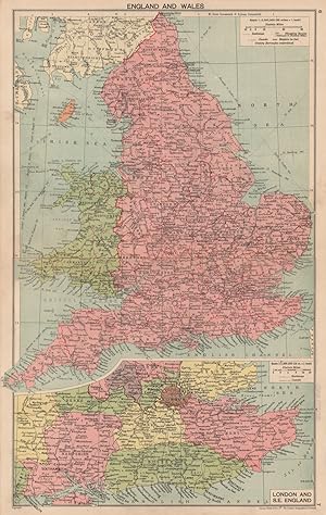 England and Wales; Inset map of London and S.E. England