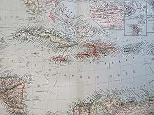 Caribbean Sea Central America Cuba Jamaica Bahamas 1889 Petermann detailed map