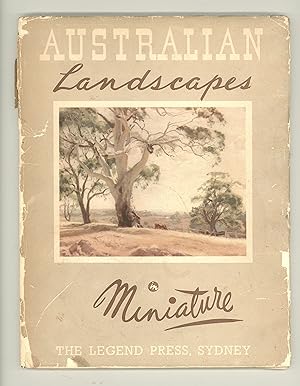 Image du vendeur pour Australian Landscapes in Miniature by Roy H. Goddard. 45 Reproductions of Paintings in Color. Published 1952 by The Legend Press, Sydney. Various Artists, including S. Woodward-Smith, John Rowell, and Elioth Gruner. Paintings from Private collections. Art Down - Under. Three artists are of the Arunta Tribe. mis en vente par Brothertown Books