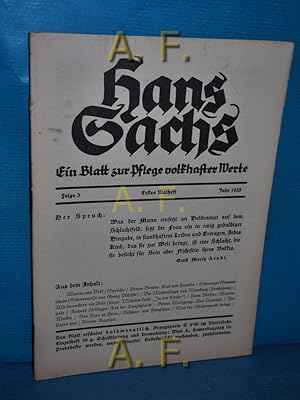 Seller image for Hans Sachs, Folge 3, Erste Maiheft, Jahr 1935 : ein Blatt zur Pflege volkhafter Werte for sale by Antiquarische Fundgrube e.U.