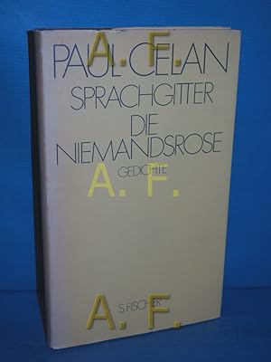 Bild des Verkufers fr Sprachgitter, Die Niemandsrose - Gedichte zum Verkauf von Antiquarische Fundgrube e.U.