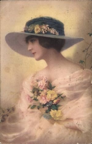 Ansichtskarte / Postkarte Portrait einer Frau mit Hut - Meissner Buch 2526