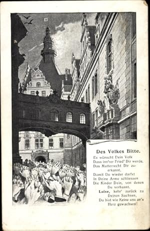 Bild des Verkufers fr Litho Dresden, Des Volkes Bitte, Es wnsch Dein Volk, dass Inn'rer Fried' Dir werde das Mutterrecht zum Verkauf von akpool GmbH