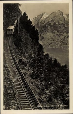 Ansichtskarte / Postkarte Kanton Nidwalden, Bürgenstockbahn mit Pilatus, Standseilbahn