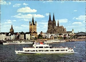 Bild des Verkufers fr Ansichtskarte / Postkarte Kln am Rhein, Rheindampfer Willi Ostermann, Rheinufer, Dom, Dampferanlegestelle zum Verkauf von akpool GmbH