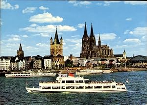 Bild des Verkufers fr Ansichtskarte / Postkarte Kln am Rhein, Rheindampfer Willi Ostermann, Rheinufer, Dom, Dampferanlegestelle zum Verkauf von akpool GmbH