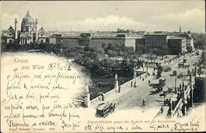 Ansichtskarte / Postkarte Wien I. Innere Stadt, Elisabethbrücke gegen die Technik mit der Karlsbr...