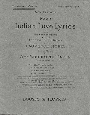 Seller image for Four Indian Love Lyrics from The Book of Poems entitled ?The Garden of Kama? by Laurence Hope. Set to Music by Amy Woodforde-Finden for sale by Cameron House Books