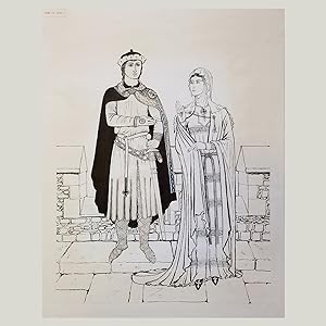 Imagen del vendedor de Original drawing by Margot Hamilton Hill depicting fashions from the reign of Richard I, 1190 a la venta por Beaux Books, ABA, ILAB
