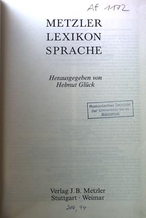 Bild des Verkufers fr Metzler Lexikon Sprache. zum Verkauf von books4less (Versandantiquariat Petra Gros GmbH & Co. KG)