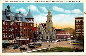 Monument Square and 6th Street, showing Hotel Racine and Post Office, Racine, Wisconsin. Ansichts...