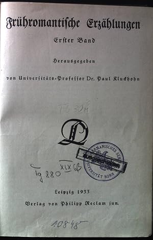 Imagen del vendedor de Frhromantische Erzhlungen, 1. Bd. Deutsche Literatur, Sammlung literarischer Kunst- u. Kulturdenkmler in Entwicklungsreihen, Reihe : Romantik, Bd. 6. a la venta por books4less (Versandantiquariat Petra Gros GmbH & Co. KG)