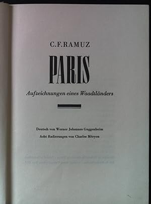 Bild des Verkufers fr Paris : Aufzeichnungen eines Waadtlnders. zum Verkauf von books4less (Versandantiquariat Petra Gros GmbH & Co. KG)