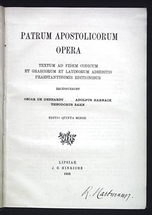 Immagine del venditore per Patrum Apostolicorum Opera.Textum ad Fidum Codicum et Graecorum et Latinorum Adhibitis Praestantissimis Editionibus. venduto da books4less (Versandantiquariat Petra Gros GmbH & Co. KG)