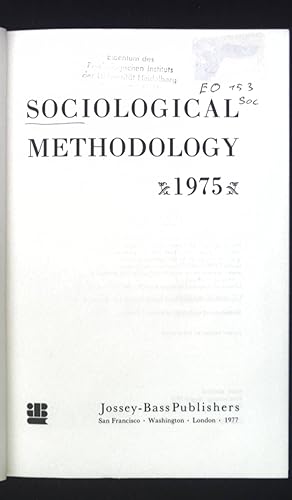 Immagine del venditore per Sociological Methodology 1975. venduto da books4less (Versandantiquariat Petra Gros GmbH & Co. KG)