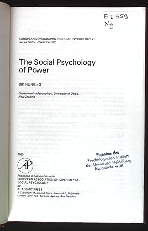 Seller image for The Social Psychology of Power. European Monographs in Social Psychology. for sale by books4less (Versandantiquariat Petra Gros GmbH & Co. KG)