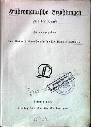 Imagen del vendedor de Frhromantische Erzhlungen, 2. Bd. Deutsche Literatur, Sammlung literarischer Kunst- u. Kulturdenkmler in Entwicklungsreihen, Reihe : Romantik, Bd. 7. a la venta por books4less (Versandantiquariat Petra Gros GmbH & Co. KG)