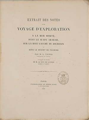 Extrait des notes d'un voyage d'exploration a&#768; la mer Morte, dans le Wady Arabah, sur la riv...