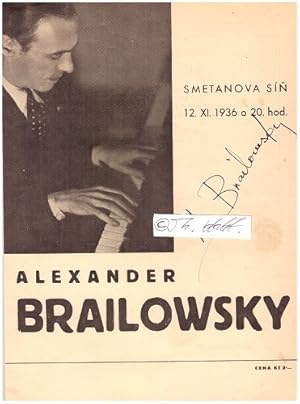 Imagen del vendedor de ALEXANDER BRAILOWSKY (1896-1976), franzsischer Pianist ukrainischer Herkunft, Schler von Th. Leschetizky u. F. Busoni, fhrte 1924 in Paris erstmals das Gesamtwerk F. Chopins zyklisch auf a la venta por Herbst-Auktionen