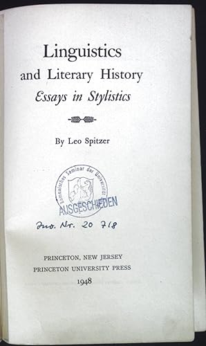 Bild des Verkufers fr Linguistics and Literary History. Essays in Stylistics. zum Verkauf von books4less (Versandantiquariat Petra Gros GmbH & Co. KG)