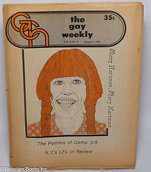 Seller image for GCN - Gay Community News: the gay weekly; vol. 4, #6, August 7, 1976: Mary Hartman, Mary Hartman for sale by Bolerium Books Inc.