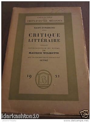Seller image for critique littraire notes de M. Wilmotte for sale by Dmons et Merveilles