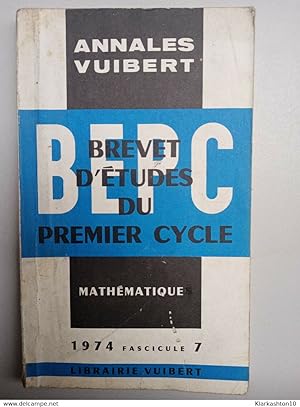 Image du vendeur pour Mathmatique 7 - Annales Vuibert mis en vente par Dmons et Merveilles