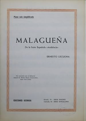 Seller image for Malaguea : de la Suite espaola Andaluca : piano solo simplificado for sale by Librera Alonso Quijano