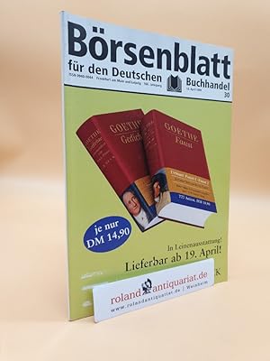 Seller image for Brsenblatt fr den Deutschen Buchhandel 30, 16. April 1999, 166. Jahrgang for sale by Roland Antiquariat UG haftungsbeschrnkt