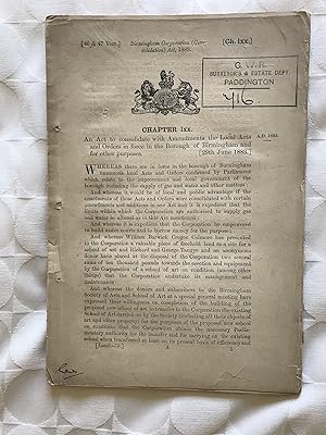 Birmingham Corporation Consolidation Act 1883