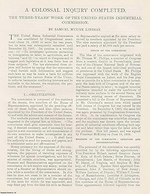 Immagine del venditore per The Three Years Work of the United States Industrial Commission on Immigration, Labor, Agriculture and Business. A Colossal Inquiry Completed. An original article from the American Review of Reviews, 1901. venduto da Cosmo Books