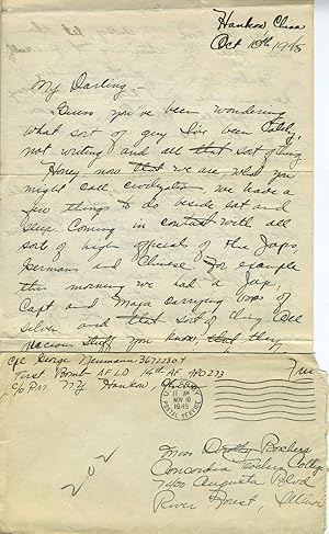 W.W.II letter from Hankow, China to girlfriend in Illinois