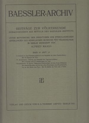 Das Flächenornament in der Keramik der alten Pueblo-Kultur. . (u.a.). Baessler-Archiv. Band VI / ...