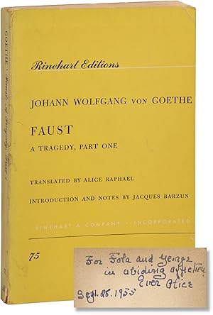 Bild des Verkufers fr Faust (First Edition, Association Copy, inscribed to George Middleton and Fola La Follette) zum Verkauf von Royal Books, Inc., ABAA