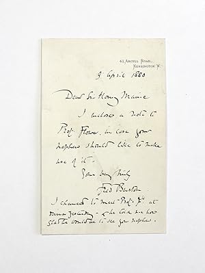Immagine del venditore per An Original Handwritten and Signed Letter By Irish Painter Sir Frederic William Burton to Sir Henry Maine venduto da Lasting Words Ltd