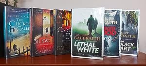 Seller image for The Cormoran Strike series (2013-2022), UK signed first edition set of the first six books: The Cuckoo s Calling; The Silkworm; Career of Evil; Lethal White; Troubled Blood; The Ink Black Heart for sale by First and Fine